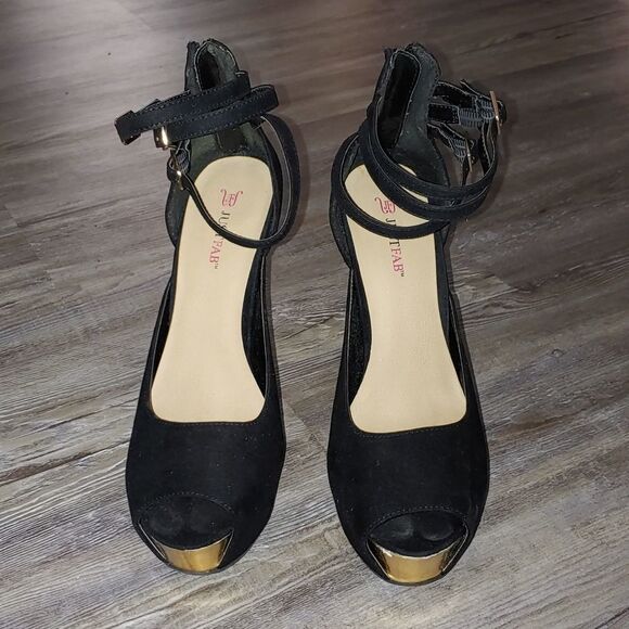 JustFab black stiletto platform Birdie heels Sz 9 - Picture 2 of 7